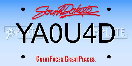YA0U4D South Dakota License Plate