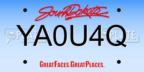 YA0U4Q South Dakota License Plate