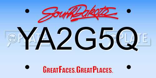 YA2G5Q South Dakota License Plate
