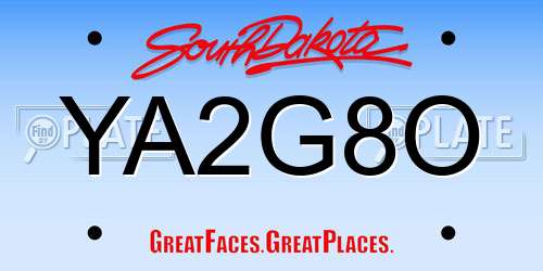 YA2G8O South Dakota License Plate