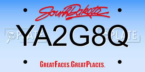 YA2G8Q South Dakota License Plate