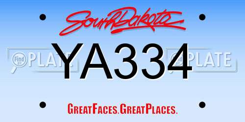 YA334 South Dakota License Plate