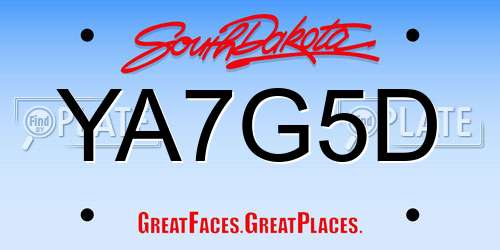 YA7G5D South Dakota License Plate