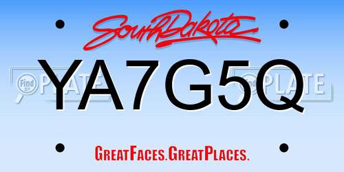 YA7G5Q South Dakota License Plate