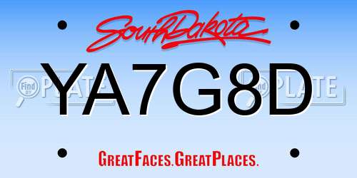 YA7G8D South Dakota License Plate