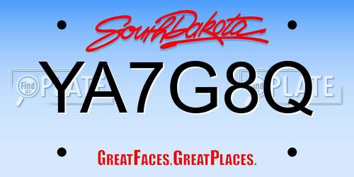 YA7G8Q South Dakota License Plate