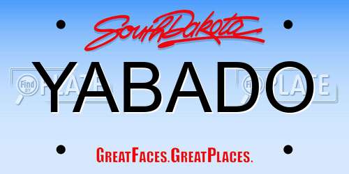 YABADO South Dakota License Plate