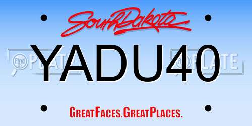 YADU40 South Dakota License Plate