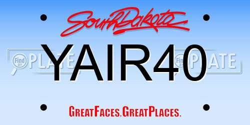 YAIR40 South Dakota License Plate