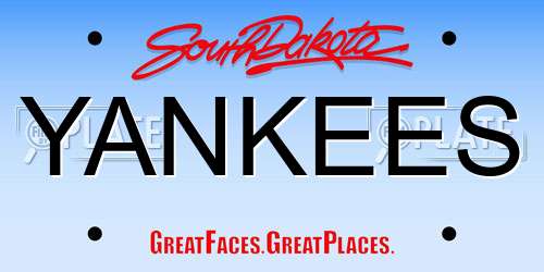YANKEES South Dakota License Plate