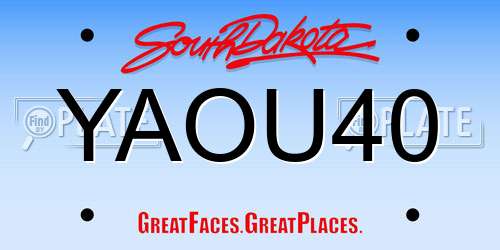 YAOU40 South Dakota License Plate