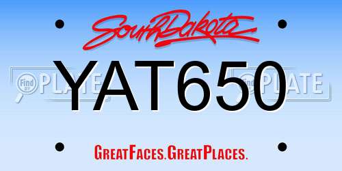 YAT650 South Dakota License Plate