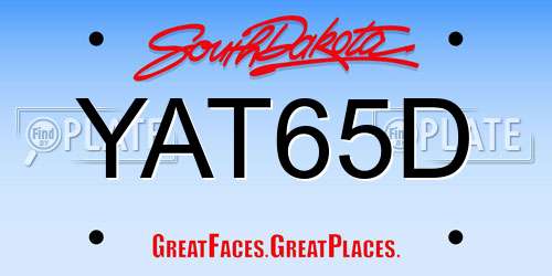 YAT65D South Dakota License Plate