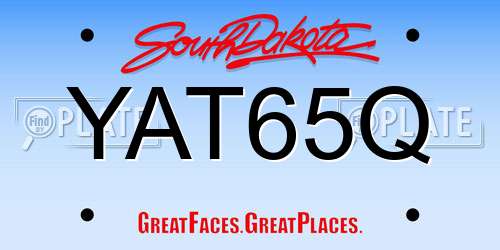YAT65Q South Dakota License Plate