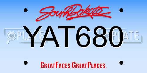 YAT680 South Dakota License Plate