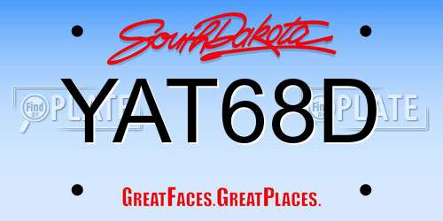 YAT68D South Dakota License Plate