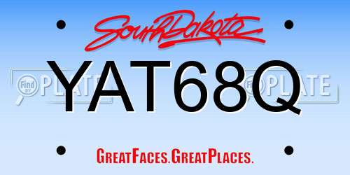 YAT68Q South Dakota License Plate