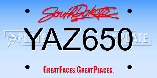 YAZ650 South Dakota License Plate