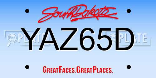YAZ65D South Dakota License Plate