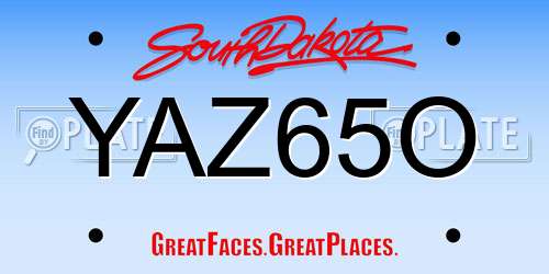 YAZ65O South Dakota License Plate