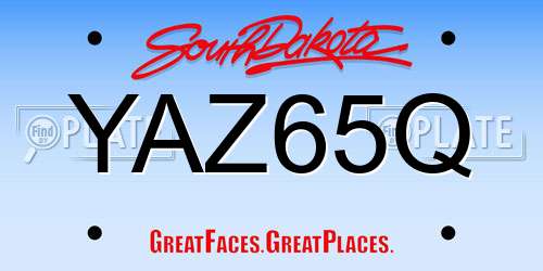 YAZ65Q South Dakota License Plate
