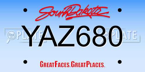 YAZ680 South Dakota License Plate