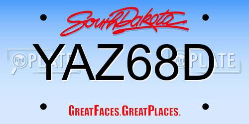 YAZ68D South Dakota License Plate