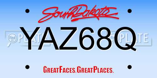 YAZ68Q South Dakota License Plate