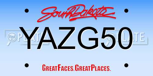 YAZG50 South Dakota License Plate