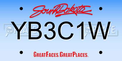 YB3C1W South Dakota License Plate