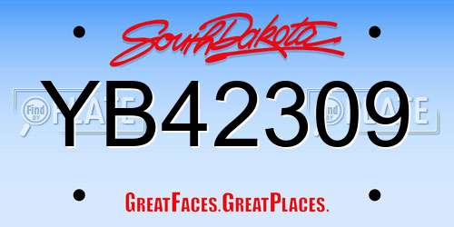 YB42309 South Dakota License Plate