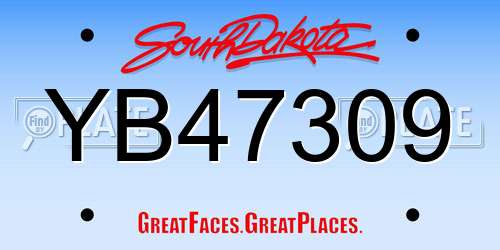 YB47309 South Dakota License Plate