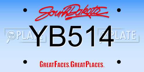 YB514 South Dakota License Plate
