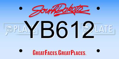 YB612 South Dakota License Plate