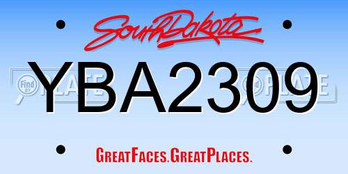 YBA2309 South Dakota License Plate