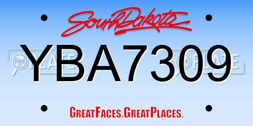 YBA7309 South Dakota License Plate