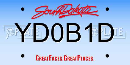 YD0B1D South Dakota License Plate