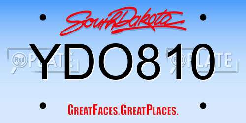 YDO810 South Dakota License Plate