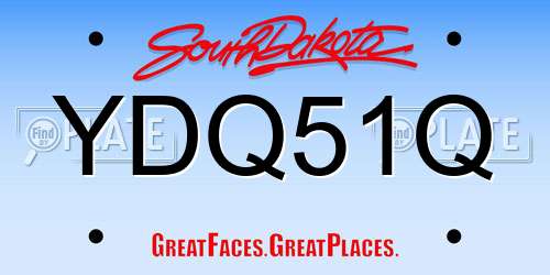 YDQ51Q South Dakota License Plate