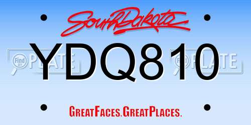 YDQ810 South Dakota License Plate