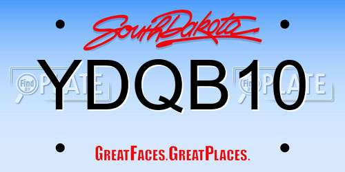 YDQB10 South Dakota License Plate