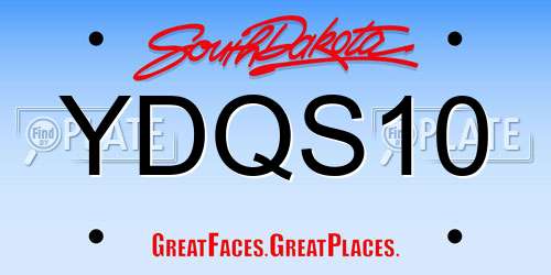 YDQS10 South Dakota License Plate