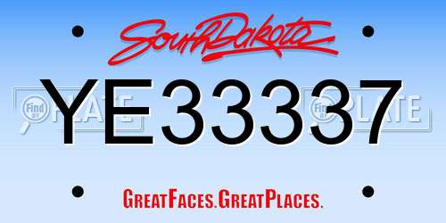 YE33337 South Dakota License Plate