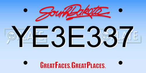 YE3E337 South Dakota License Plate