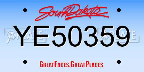 YE50359 South Dakota License Plate