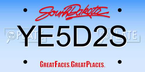 YE5D2S South Dakota License Plate