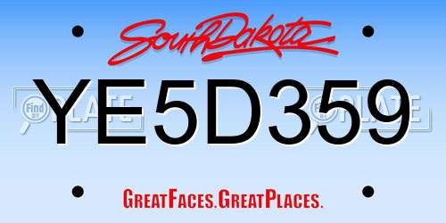 YE5D359 South Dakota License Plate