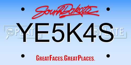 YE5K4S South Dakota License Plate