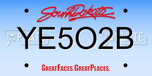 YE5O2B South Dakota License Plate