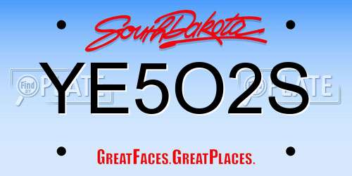 YE5O2S South Dakota License Plate
